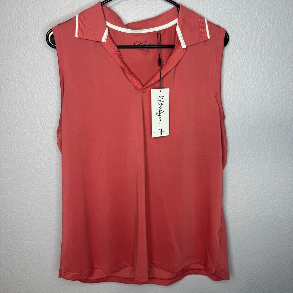 Walter Hagen Performance 11 Sleeveless Golf Polo Pink XXL NWT UPF 50+